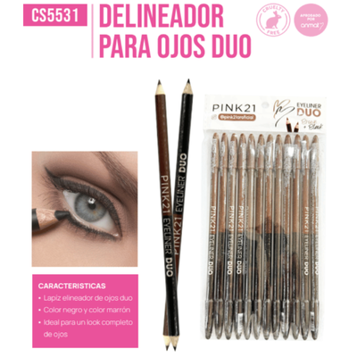 Delineador en lápiz doble negro y marrón Pink 21