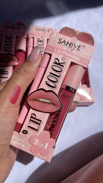 Lip combo Labial liquido intransferible + delineador - Saniye TONO 4 ROSA 🌷