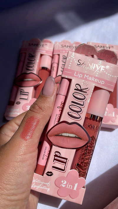 Lip combo Labial liquido intransferible + delineador - Saniye TONO 5 DURAZNO 🍑