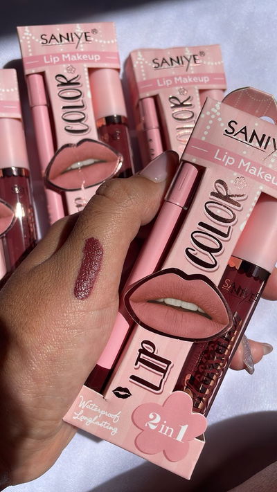 Lip combo Labial liquido intransferible + delineador - Saniye TONO 2 CHOCOLATE 🍫