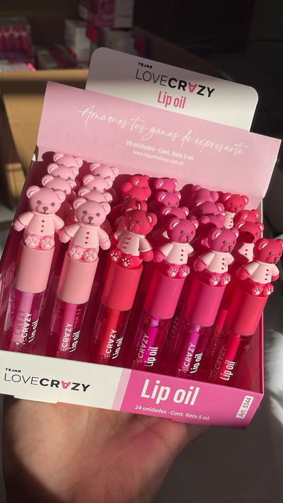 Lip Oil tapa de osito - Love Crazy Tejar