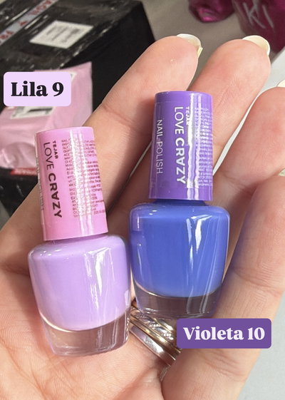 Esmalte Love Crazy Tejar 9 lila y 10 violeta