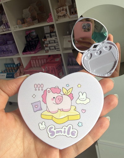 Espejo forma de corazon + Peinecito (Lila)