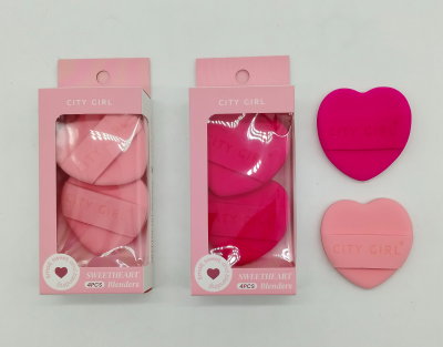 Set x4 esponjas corazon para maquillaje - City Girl