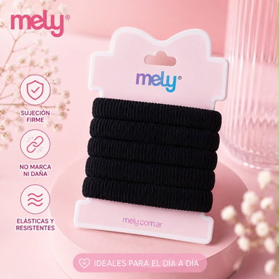 Set x6 colitas para el pelo negras - Mely