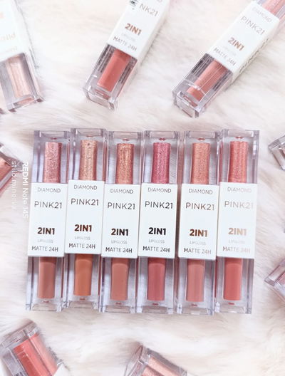 💄 Dúo de Labiales 2 en 1 PINK21 – Matte & Diamond