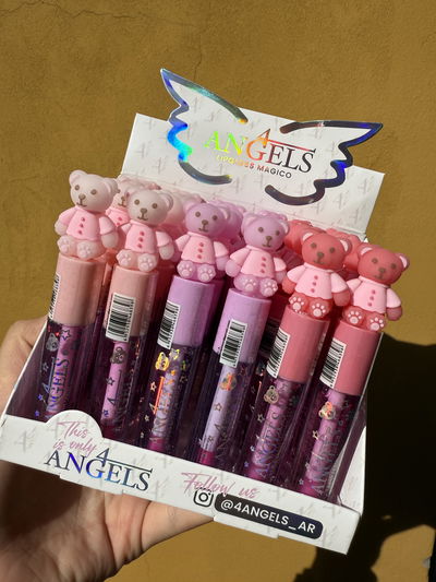 ✨ Gloss Labial Mágico 4Angels con Tapa de Osito ✨