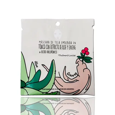 MASCARA FACIAL DE TELA ALOE Y GINSENG - THELMA & LOUISE