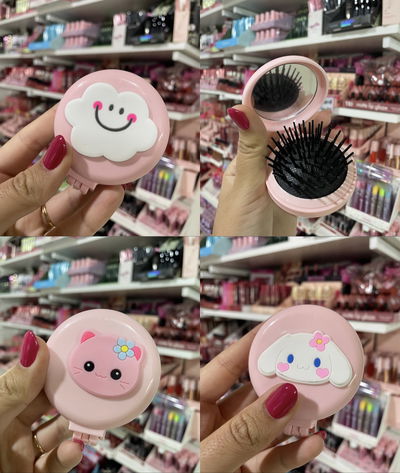 Cepillo con espejo Rosa (Diseños animados)