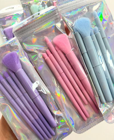 Set de Brochas x5 piezas bolsita ziploc tornasol