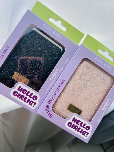 Accesorio para Celular Tarjetero glitter CITY GIRL