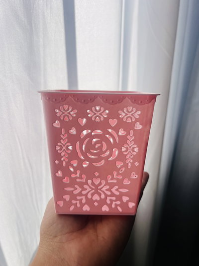 canastito organizador rosa cuadrado