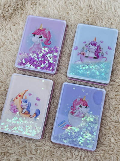 Espejo de cartera doble con glitter X3