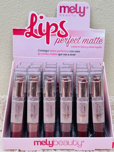 Labial matte en barra+gloss 2en1 Mely 