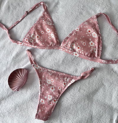 Bikini texturizada rosa