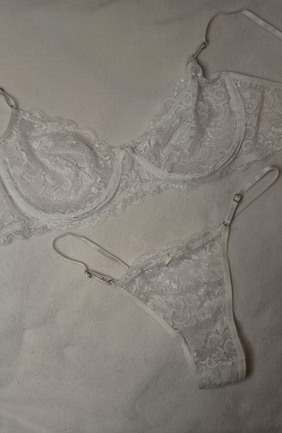 Conjunto encaje con aro blanco 