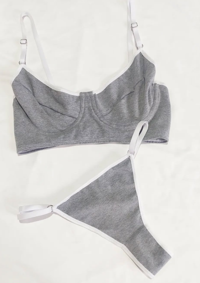 Conjunto de algodón con aro gris