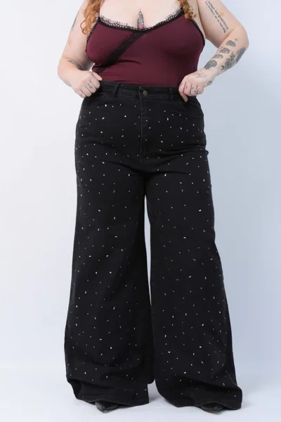 Wide Leg Crystal Black