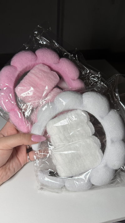 Combo vincha y muñequeras skincare 