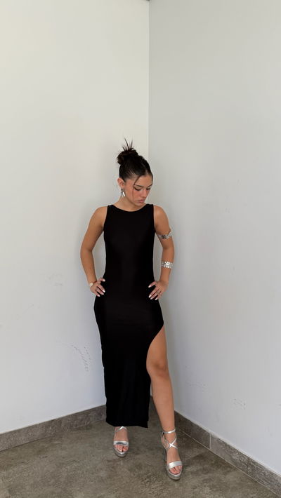vestido largo básico con espalda descubierta