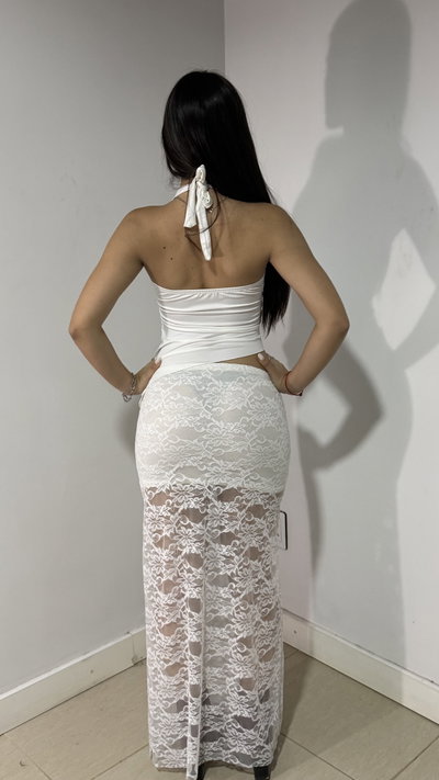falda larga de encaje 