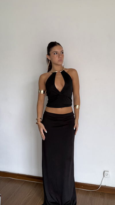 falda larga basica con tajo