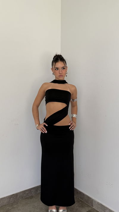 vestido largo cruzado cut out
