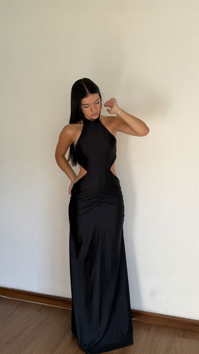 vestido largo escote triángulo de tricot