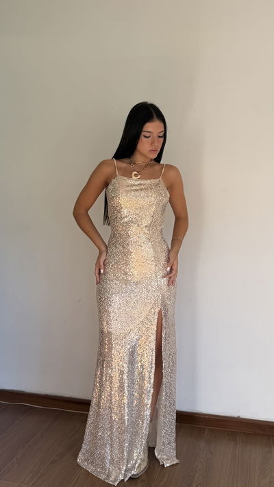 vestido largo shiny
