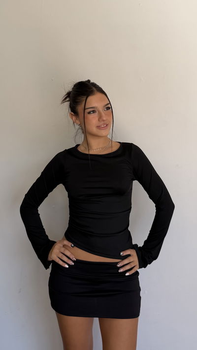 top basico manga larga oxford en negro 