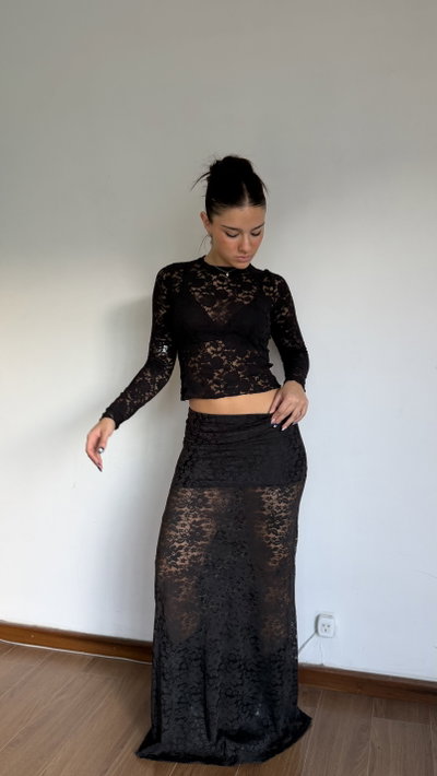 falda larga de encaje cleo 