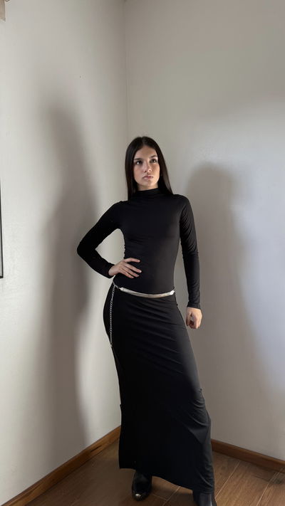 vestido largo manga larga básico 