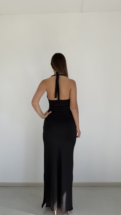 vestido largo escote cuadrado con caida