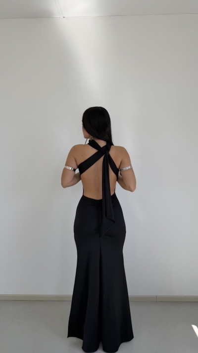 vestido largo al hombro multiusos de tricot 