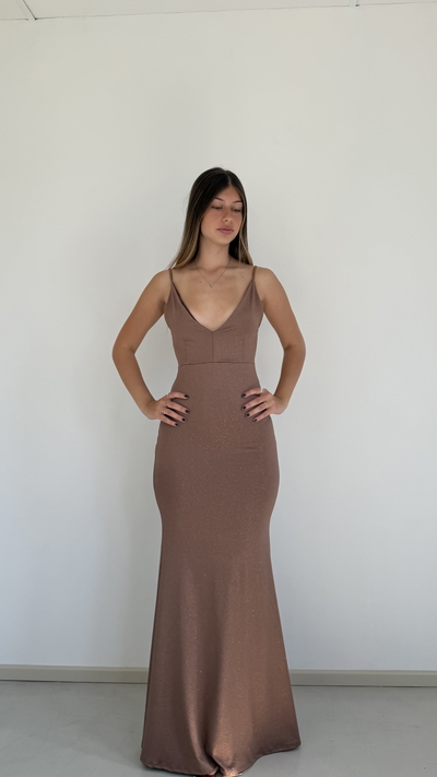 vestido largo sirena con glitter 