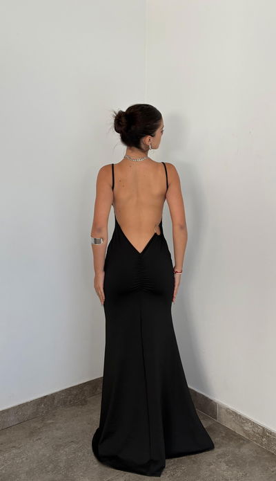 vestido largo básico escote cuadrado con espalda desc 