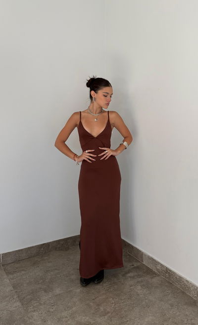 vestido largo escote en v básico 