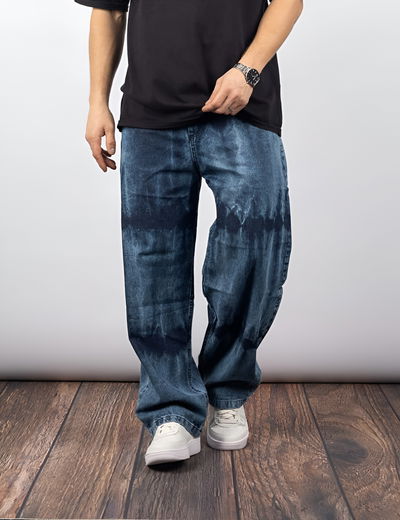 Jean Baggy Veteado Azul
