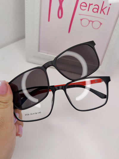 Armazón Clip On 180° Nexus - Negro con rojo