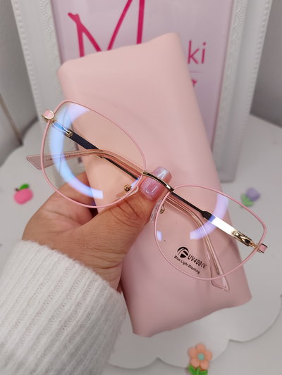 Armazón Antiblue con uv 400 Aime - Rosa con glitter