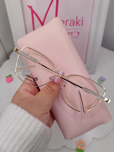 Armazón Antiblue con uv 400 Aime - Dorado con glitter