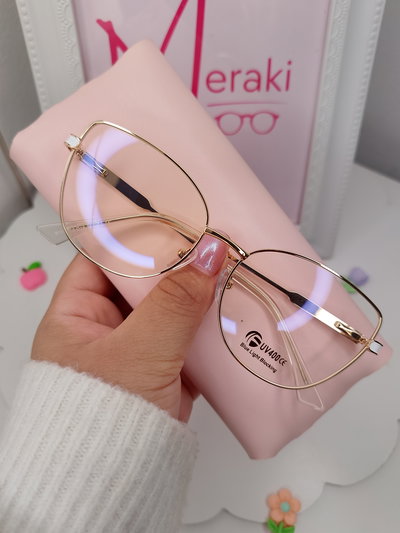 Armazón Antiblue con uv 400 Aime - Dorado con glitter