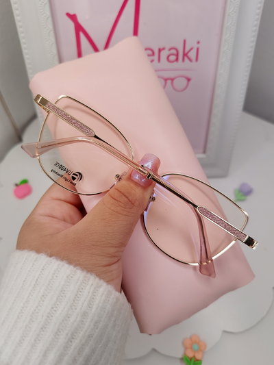 Armazón Antiblue con uv 400 Aime - Rosa con glitter