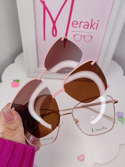 Clip on doble placa Sunset con glitter - Rosa