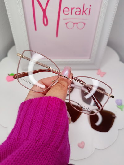 Clip on doble placa Sunset con glitter - Marrón