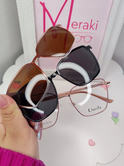 Armazón Clip on doble placa Roma - Marrón