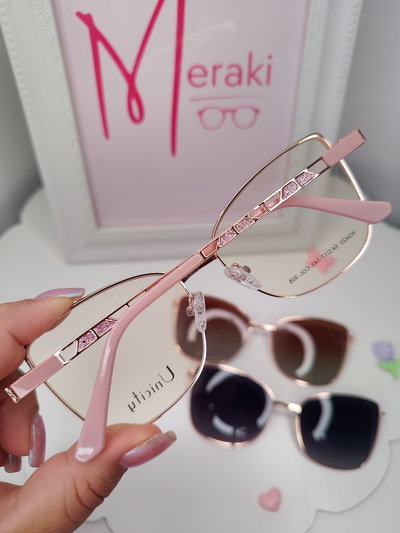 Clip on doble placa Blitz con glitter - Rosa