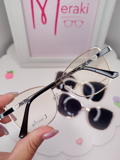 Clip on doble placa Blitz con glitter - Negro