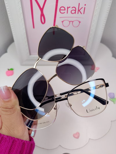 Clip on doble placa Blitz con glitter - Negro