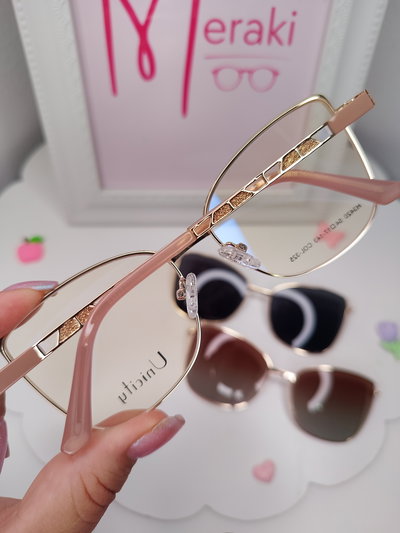 Clip on doble placa Blitz con glitter - Marrón